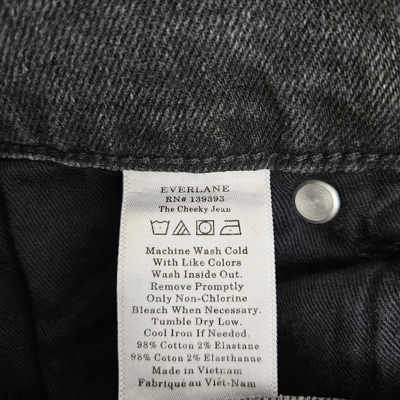 Everlane The Cheeky Jeans Black Straight Leg High Rise Dark Wash Denim - Picture 4 of 5